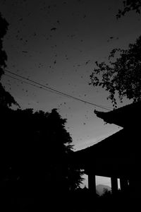 Low angle view of silhouette trees against sky