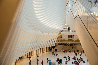 High angle view of people on modern building