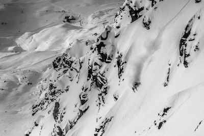 High angle view of snow covered mountain