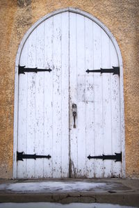 Closed door of old building