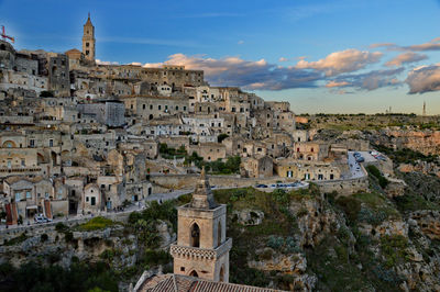 Panoramic view of old town of matera, in basilicata region. 