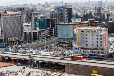 High angle view of cityscape in city