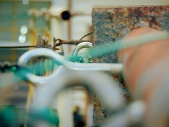 Close-up of cables against the wall