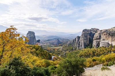 Meteora landscape on a gloomy autum's day