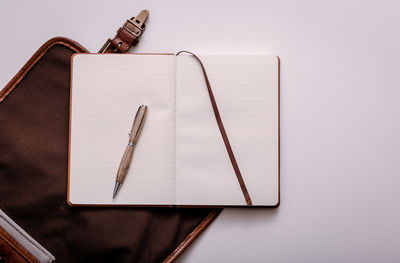 High angle view of pen on table