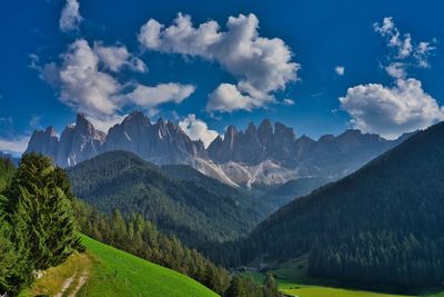 Panoramic view of landscape and mountains against sky