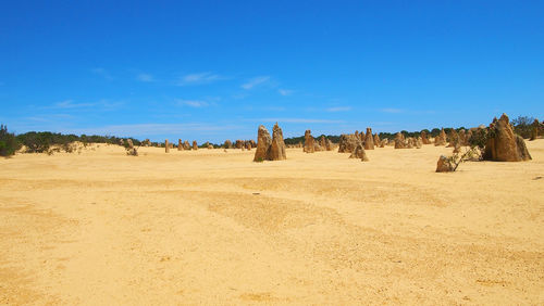 Panoramic view of landscape against blue sky