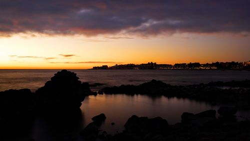 Scenic view of sea during sunset