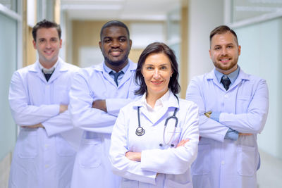 Portrait of doctors standing in hospital