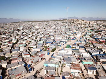 High angle view of townscape against sky