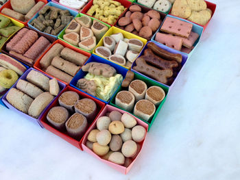 High angle view of food in container