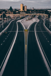 High angle view of highway against sky