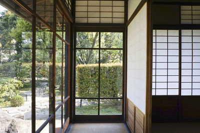 View of trees seen through home window