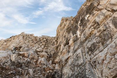 Low angle view of rock formations