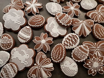 Full frame shot of cookies on table