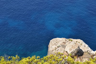 High angle view of blue sea