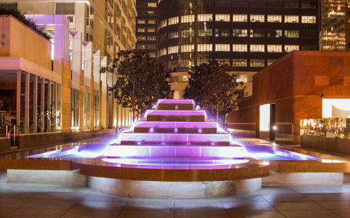 Illuminated modern building at night