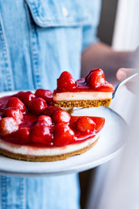 Close-up of strawberries in plate