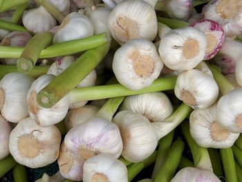 Full frame shot of garlic bulbs