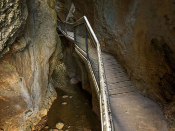 Tilt image of bridge over rock formation