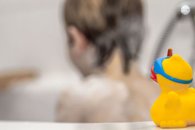 Close-up of stuffed toy on table at home