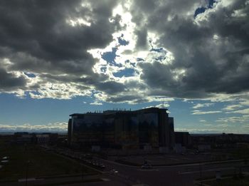 Storm clouds over city