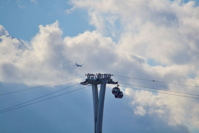 Low angle view of birds flying against sky