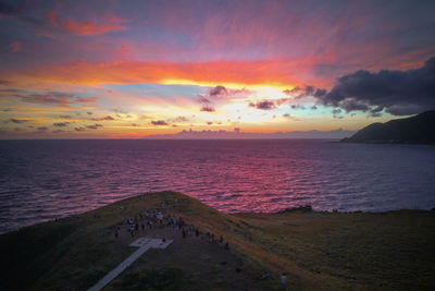 Scenic view of sea during sunset