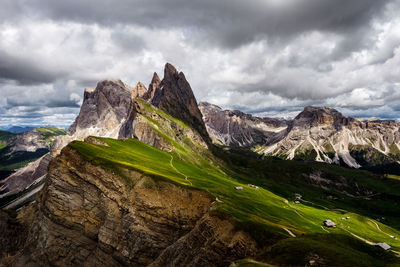 Scenic view of rocky mountains against sky