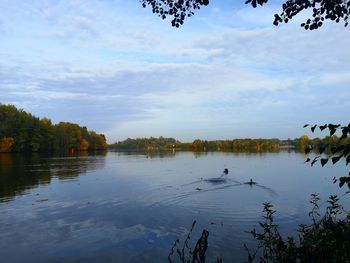 Scenic view of lake against sky