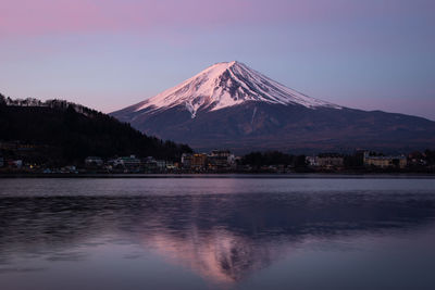 Scenic view of snowcapped mountain against sky