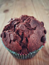 Close-up of chocolate cake on table