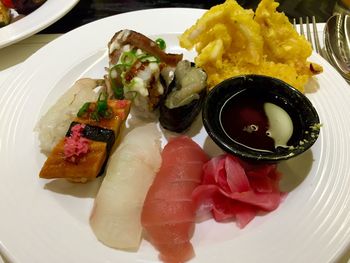 Close-up of food served in plate