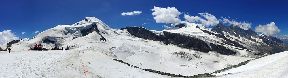 Panoramic view of snowcapped mountains against sky