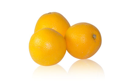 Close-up of oranges against white background
