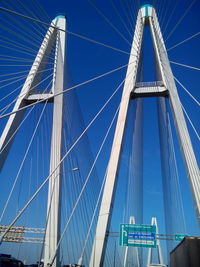 Low angle view of suspension bridge