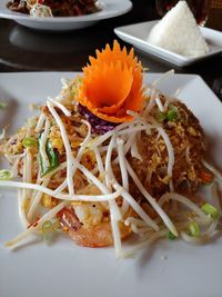 Close-up of served food in plate