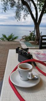 Coffee cup on table