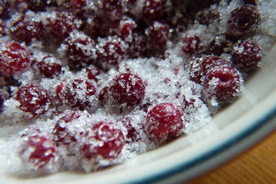 Close-up of strawberries on table