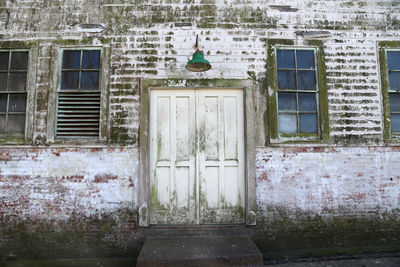 Closed door of old building