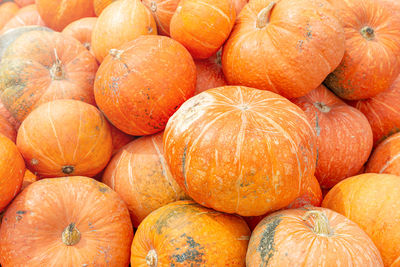 Full frame shot of pumpkins in market