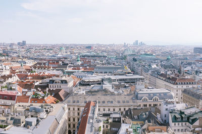 High angle shot of townscape against sky