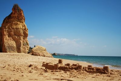 Scenic view of sea against blue sky