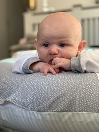 Portrait of cute baby lying down