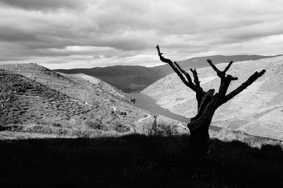Scenic view of mountains against cloudy sky
