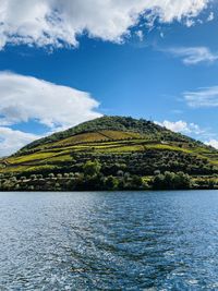 Scenic view of sea against sky. river views