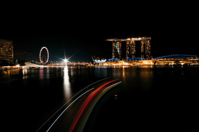 Light trails on city lit up at night