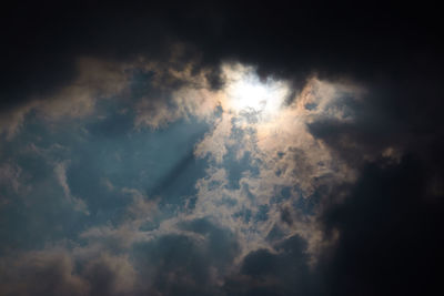 Low angle view of clouds in sky during sunset