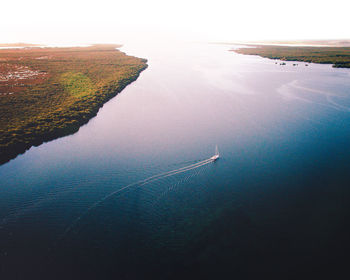 High angle view of sea against sky