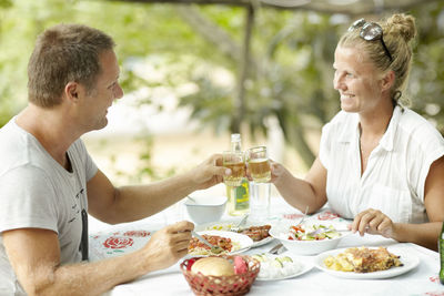 Couple having meal together